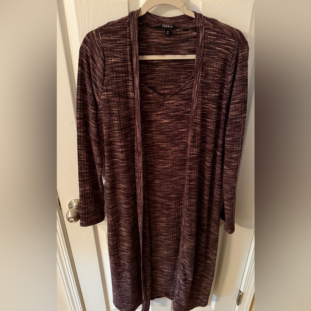 Torrid Burgundy Sleeveless Dress and matching duster